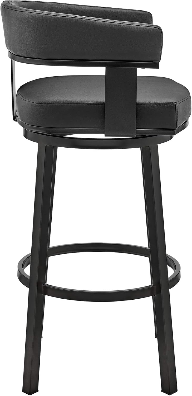 Black Faux Leather Bar Height Swivel Bar Stool N99014