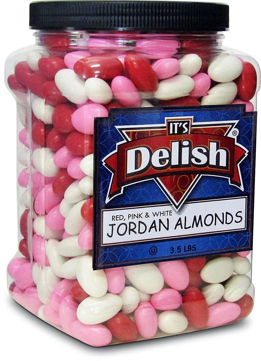 Red Pink & White Jordan Almonds Mix, 3.5 LBS Jumbo Container E7395