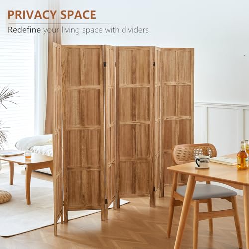 Wood 4 Panel Room Divider, 5.6 FT Tall Folding Privacy Screen P32526