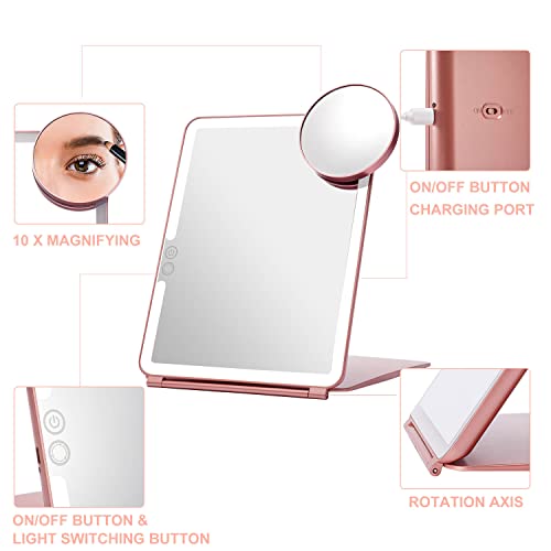 Foldable Double Sided Tabletop Mirror 10 X and 1X Y486208