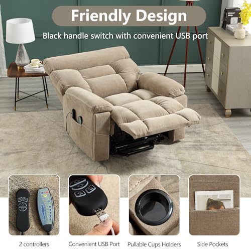 Grey Fabric Power Lift Recliner Chair with Heated Massage and USB Port S69369