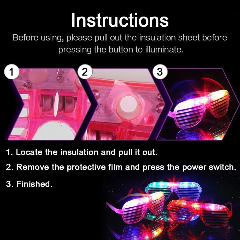 20Pack LED Glow Glasses Plastic Shutter Shades T16761