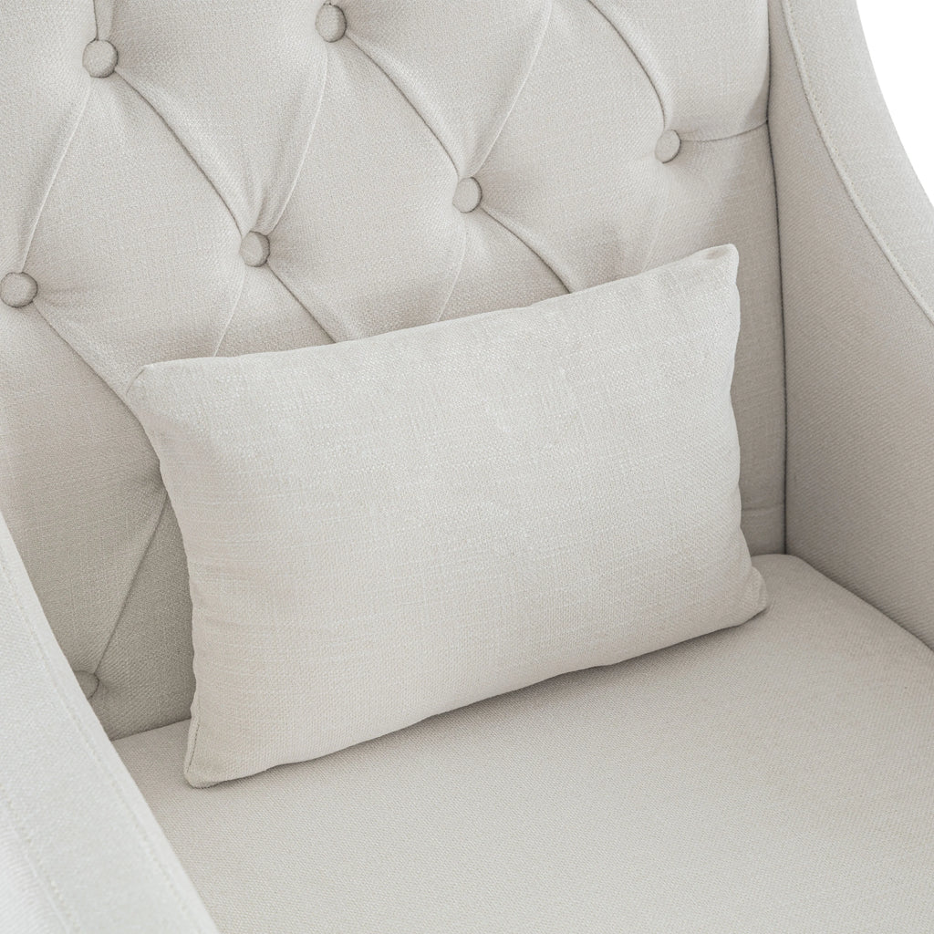 Beige Fabric Accent Chair with Wood Frame B144199