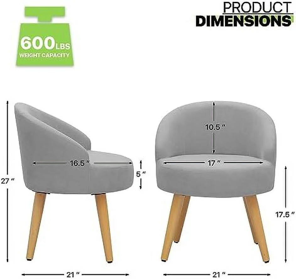 Grey Velvet Accent Chair with Wood Legs K27340