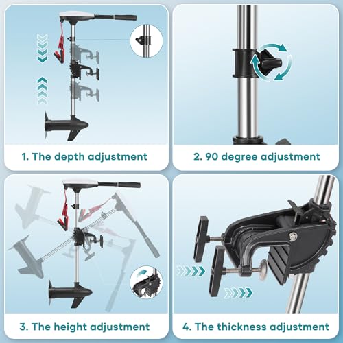 55lb Thrust 8 Speed Electric Outboard Motor with 30'' Shaft C9682