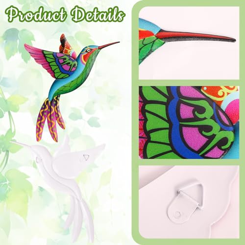 6Pcs Metal Hummingbird Wall Art Decor Colorful Birds Hanging Sculptures H1947
