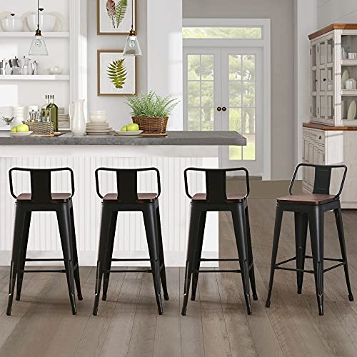 Distressed White 30 Inch Metal Bar Stools Set of 4 J915505
