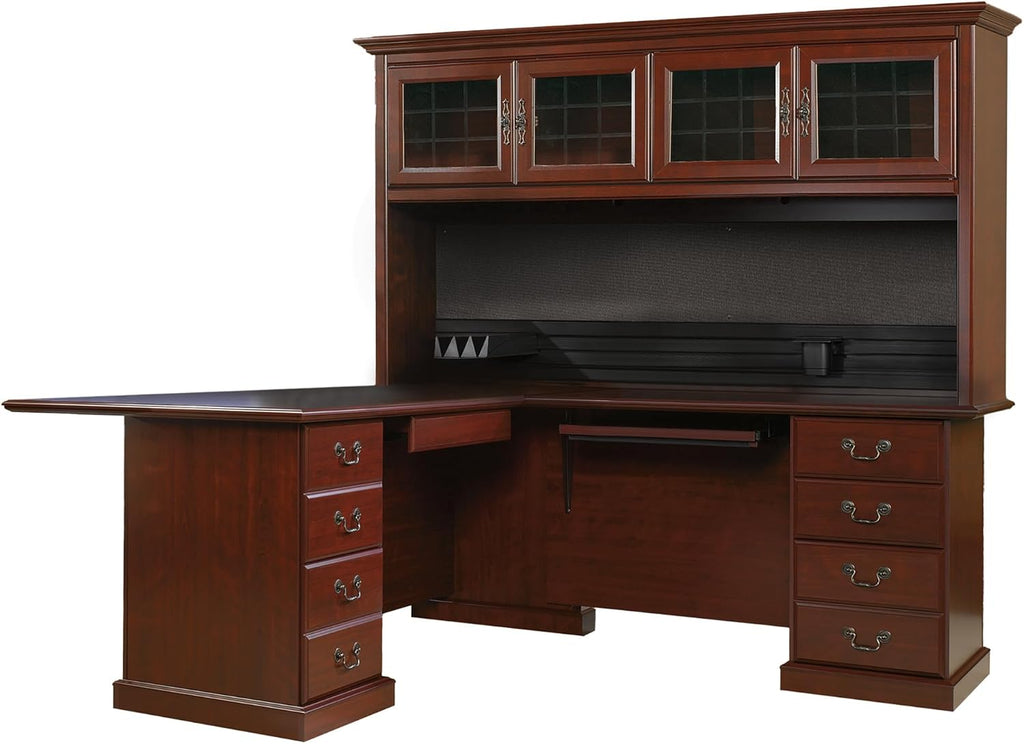 L-Shaped Desk with Hutch, Classic Cherry G828
