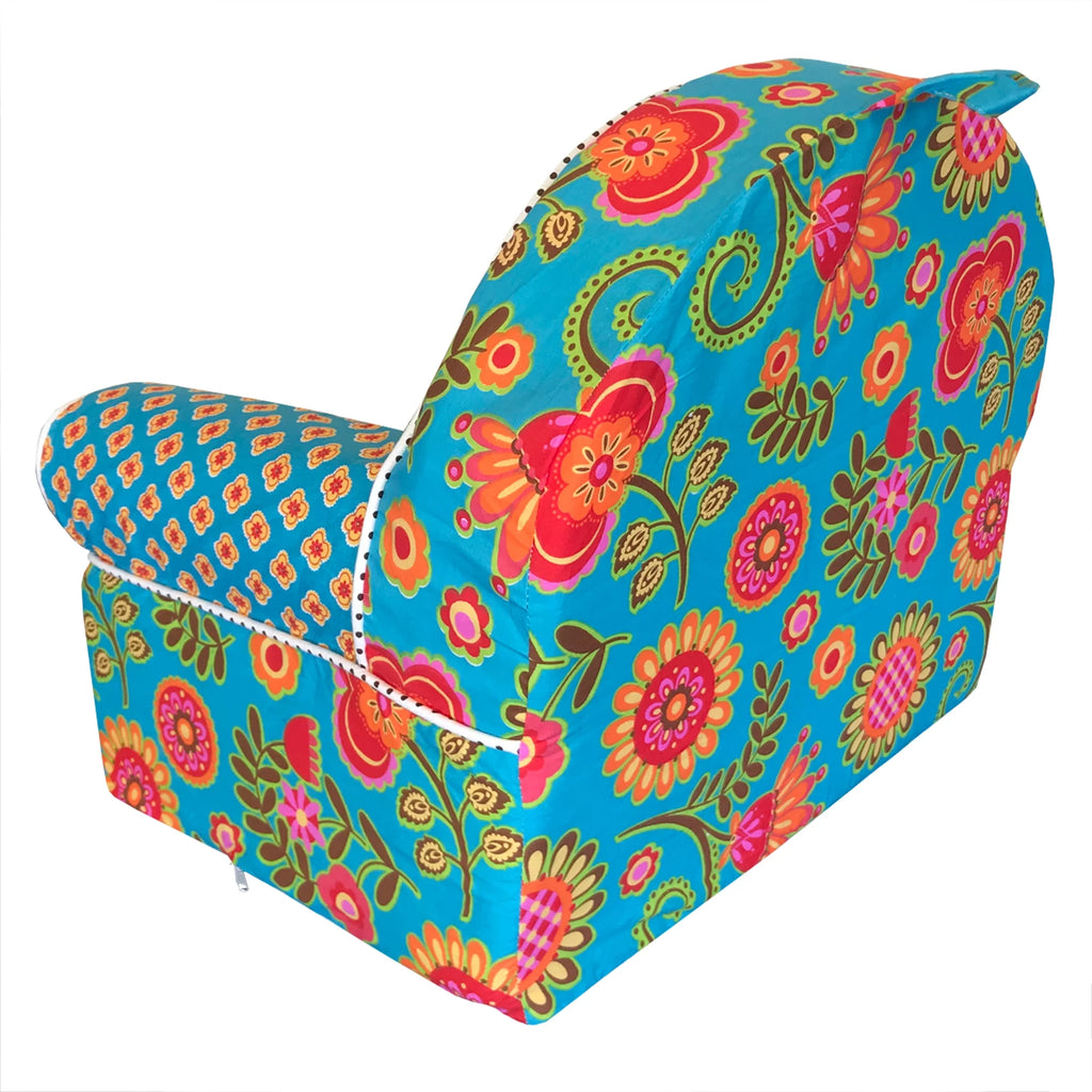 Turquoise Orange Multi Color Floral Dot Foam Chair Q45927