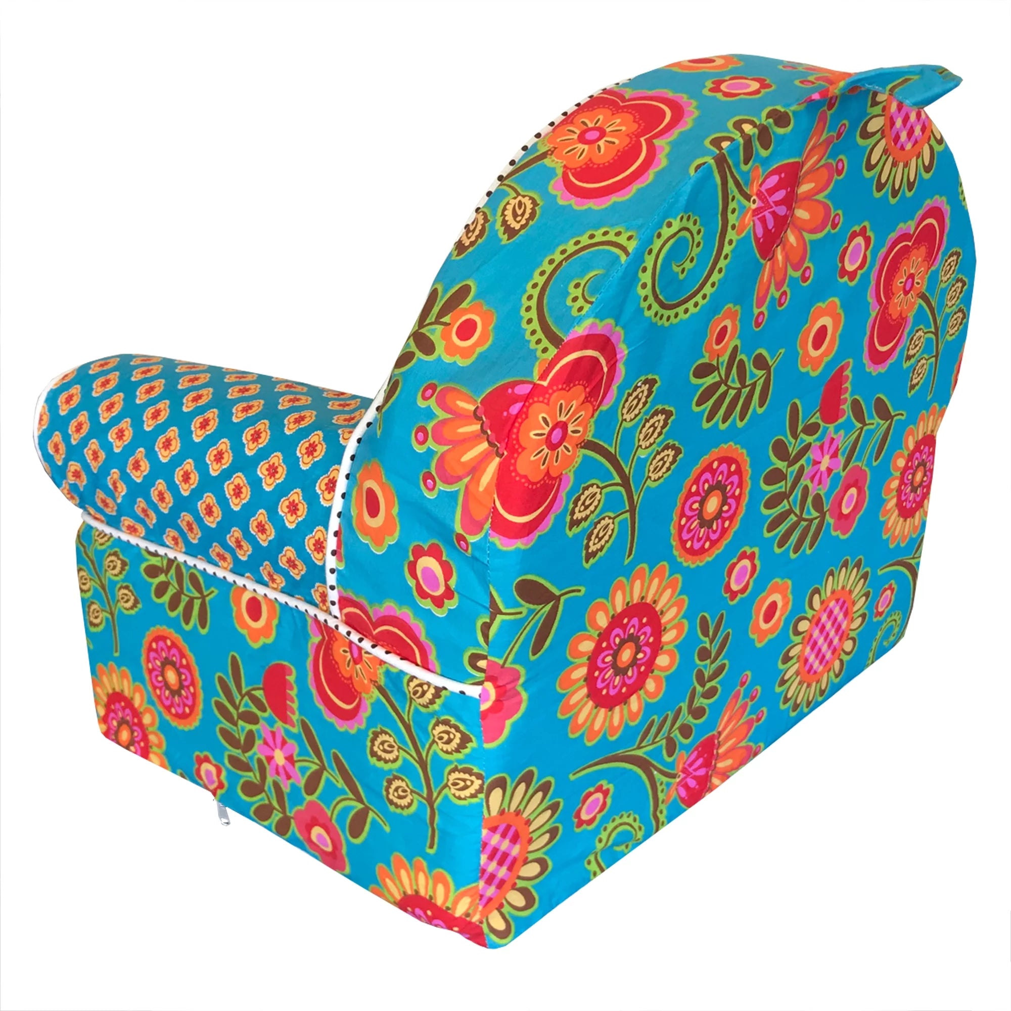 Turquoise Orange Multi Color Floral Dot Foam Chair Q45927
