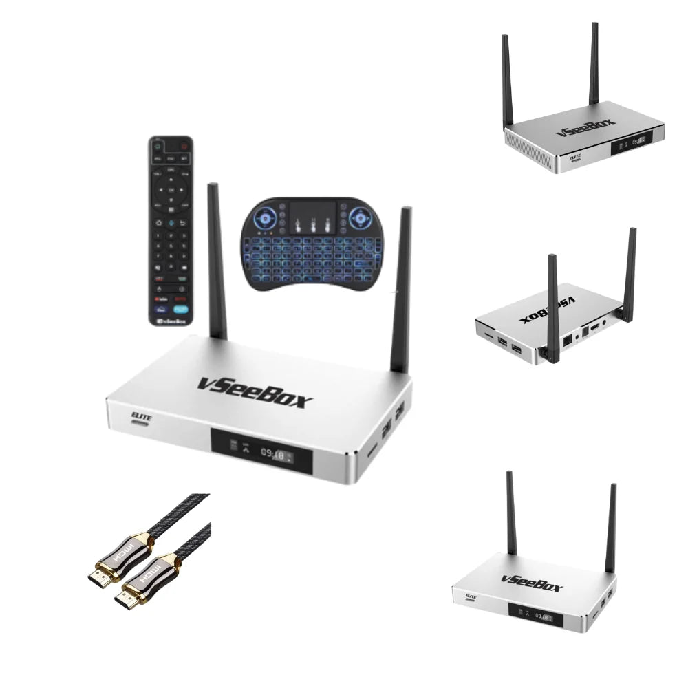 Smart Android TV Box with Voice Remote Control, Backlit Mini Keyboard and 8K HDMI Cable (4G RAM+ 128G ROM) S5205