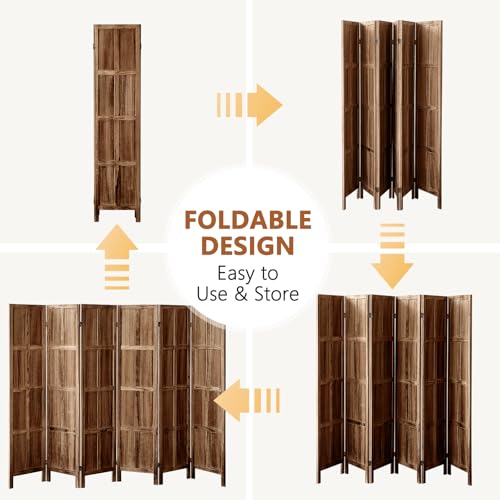 Wood 4 Panel Room Divider, 5.6 FT Tall Folding Privacy Screen P32526