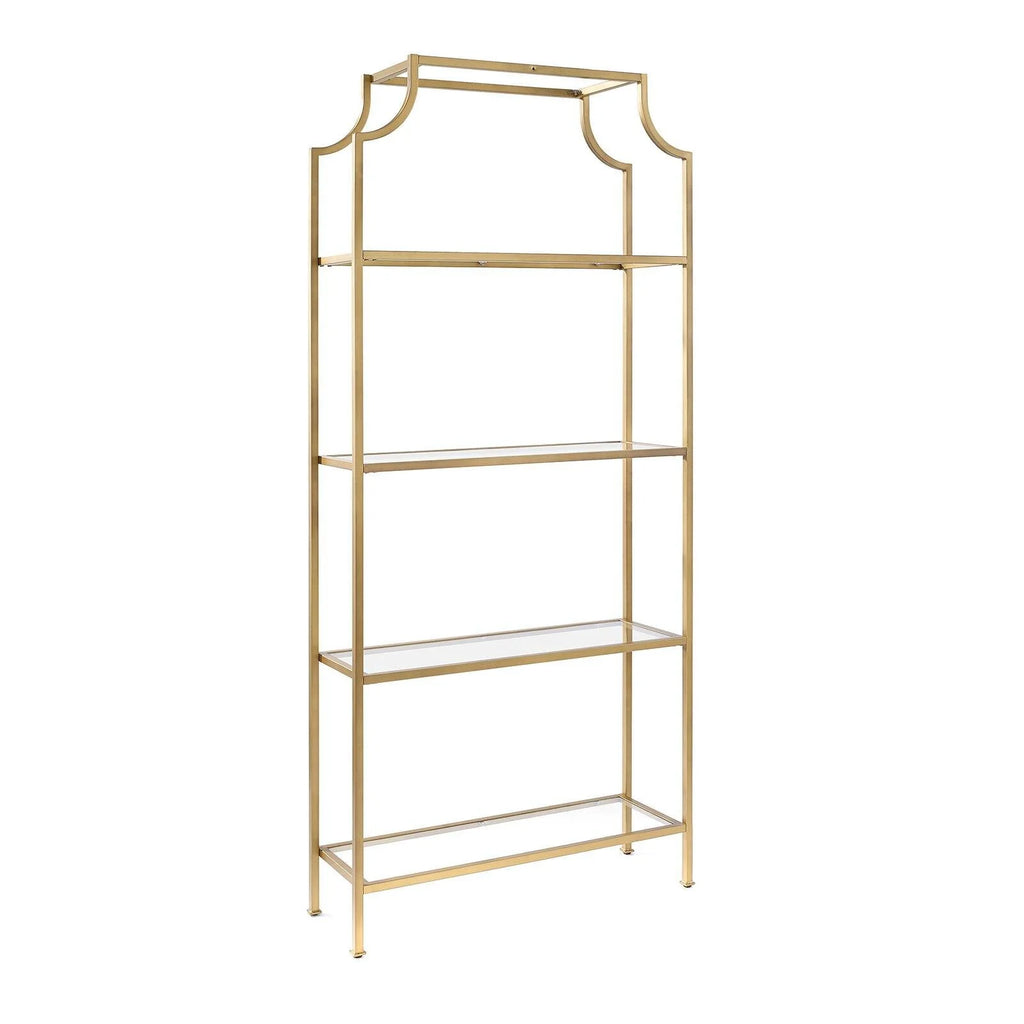 Antique Gold 4 Shelf Glass Metal Etagere Bookcase C473633