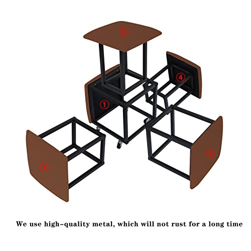 Leather Nesting Ottoman Cube Chair with Wheels Q291774