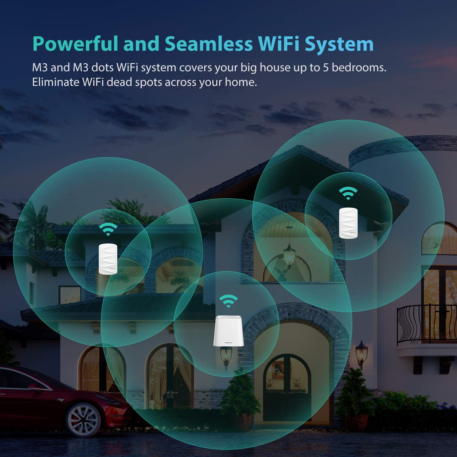 Mesh WiFi System, 3,000 sq.ft Whole Home Coverage, 1 WiFi Point & 1 Dot M6223