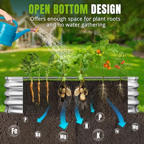 Galvanized Raised Garden Bed Planter Boxes, Large Oval Metal, Silver W2593