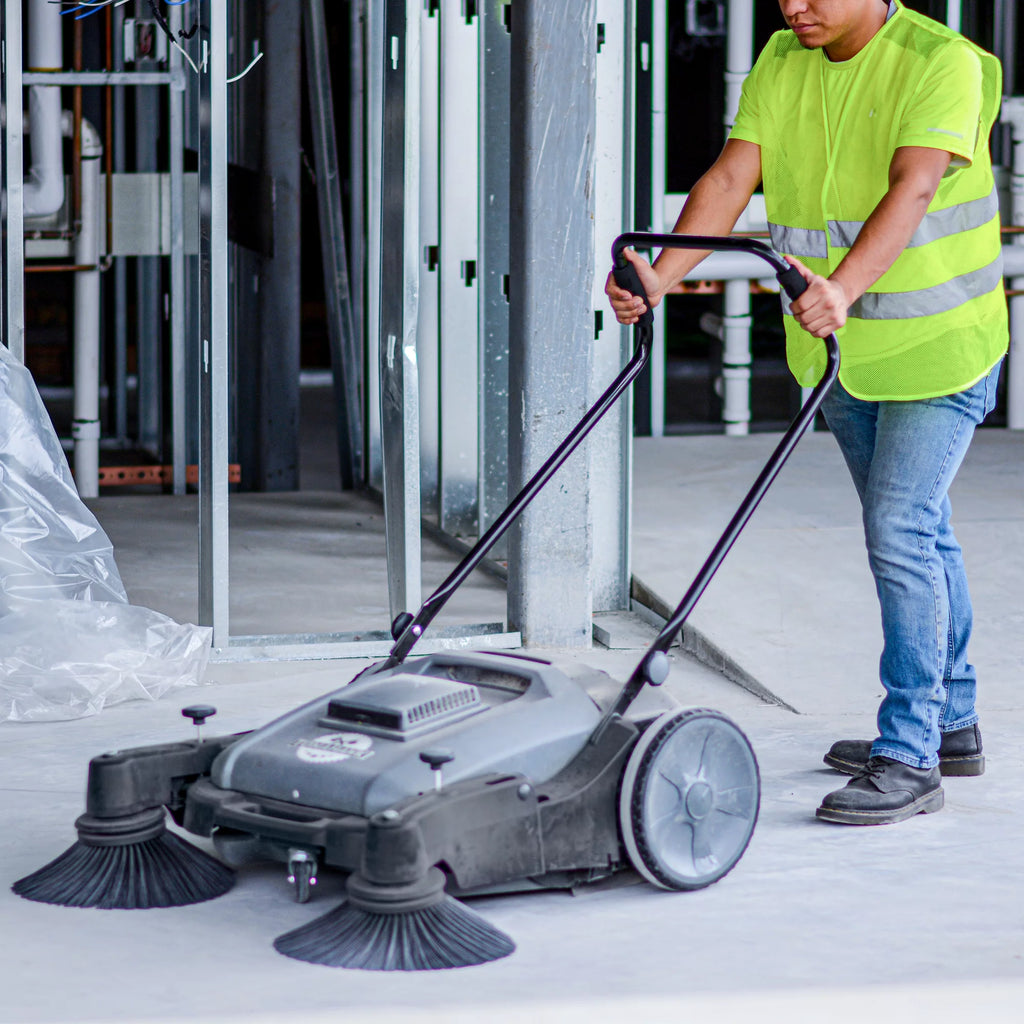38" Walk Behind Push Sweeper with Triple Power Side Brooms X9648
