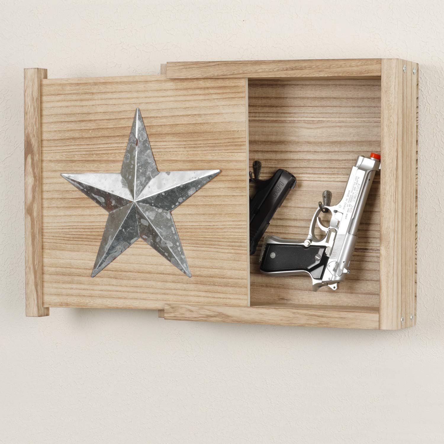 Solid Wood Wall Hanging Display Cabinet, Distressed Natural Finish R558