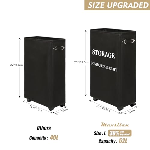 Beige 50L Collapsible Rolling Laundry Hamper B728160