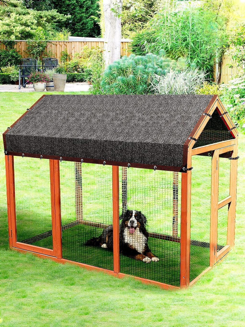 10 x 10 Feet Mesh Shade Panel with Grommets Dog Kennel Cover X69983