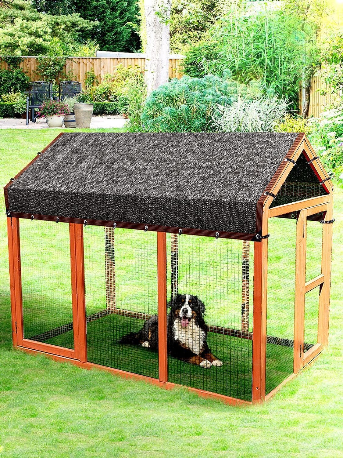 10 x 10 Feet Mesh Shade Panel with Grommets Dog Kennel Cover X69983