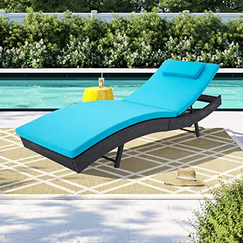 Outdoor Reclining PE Rattan Steel Frame Chaise Lounge Chairs Set of 2 O32764
