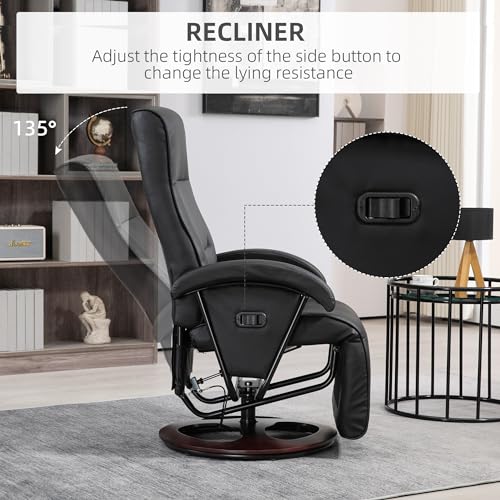Gray Leather Swivel Recliner Chair with Adjustable Footrest T571915