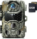 4K 32MP 120° Night Vision Motion Activated Waterproof IP66 Wildlife Camera with 32GB Micro SD Card W686313