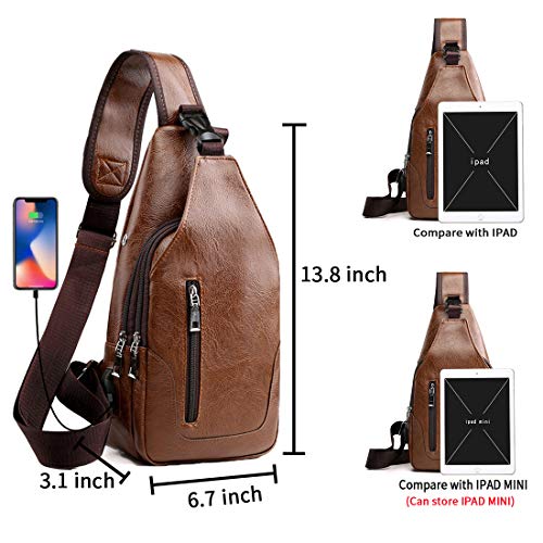 Small Leather Crossbody Sling Backpack with USB Charge Port Y14192