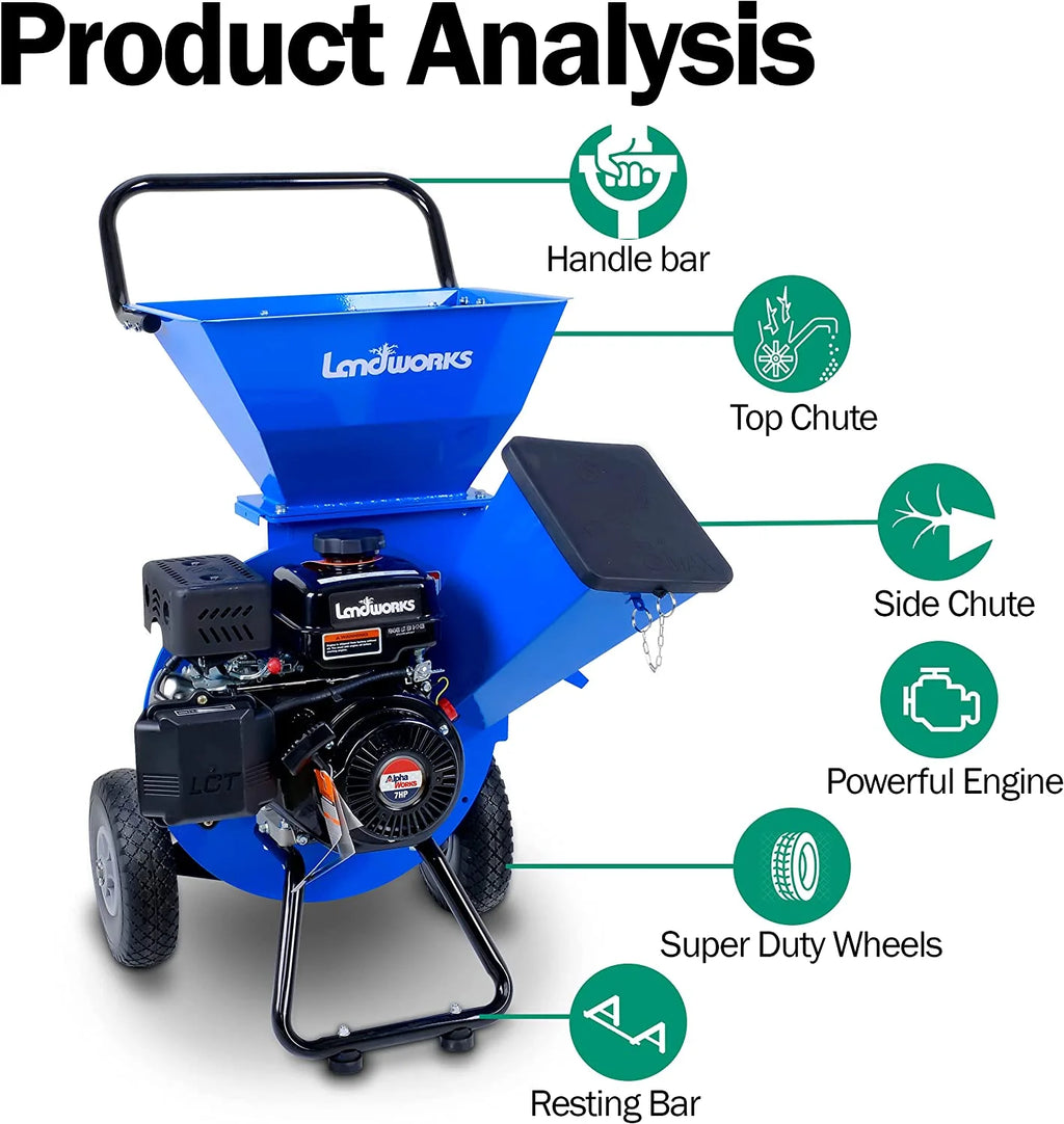7HP 212CC Gas Wood Chipper Shredder Mulcher S326912