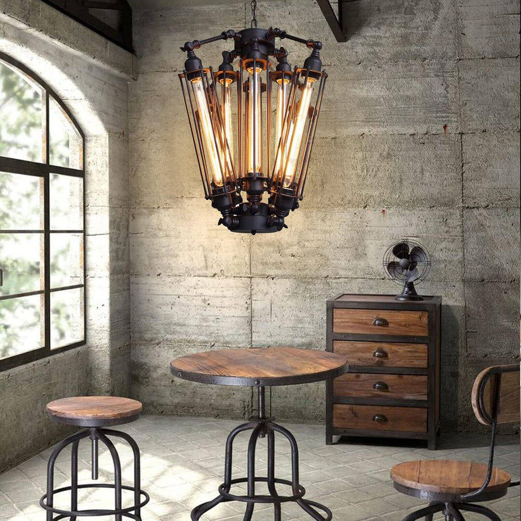8-Lights Industrial Metal Pendant Chandelier E324