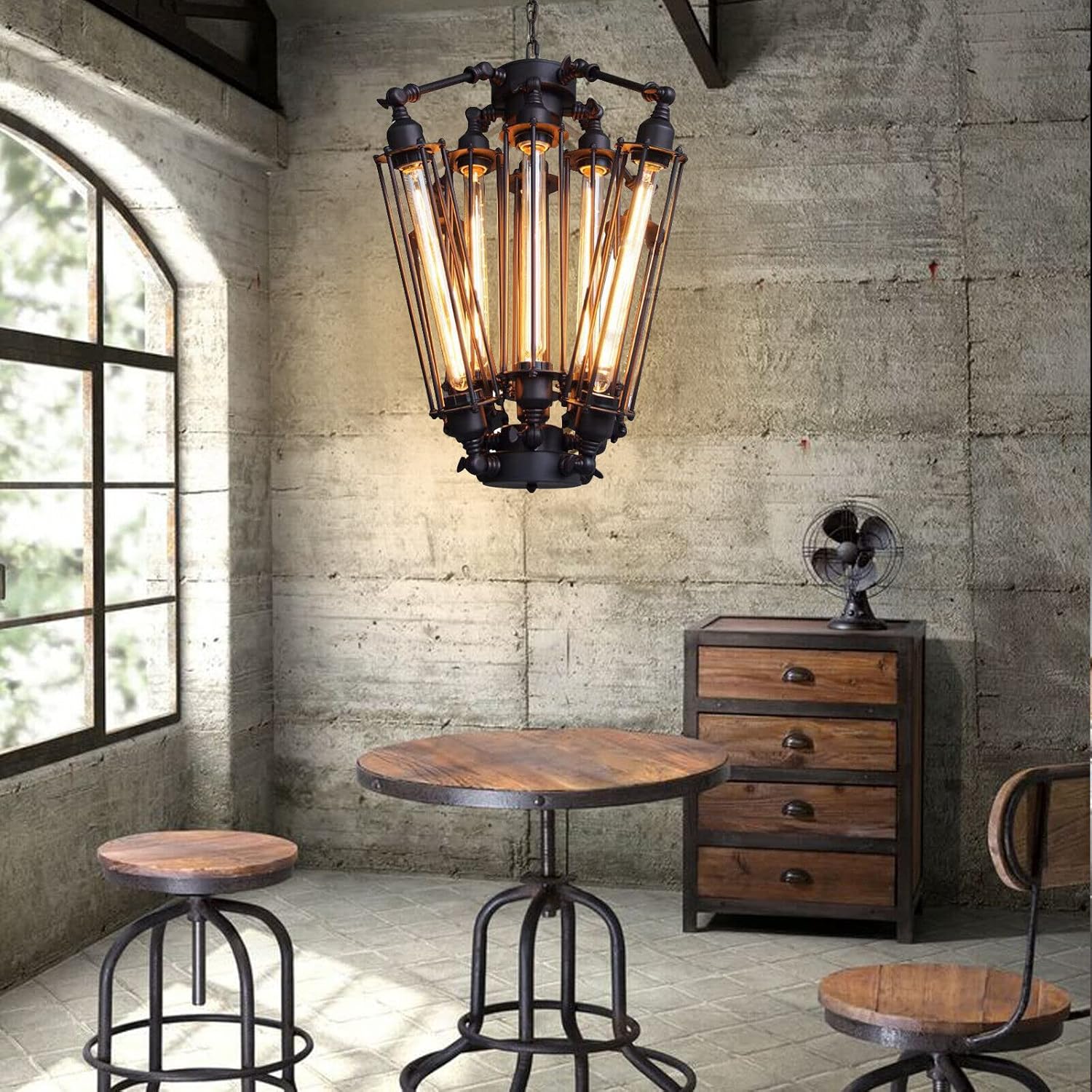 8-Lights Industrial Metal Pendant Chandelier E324