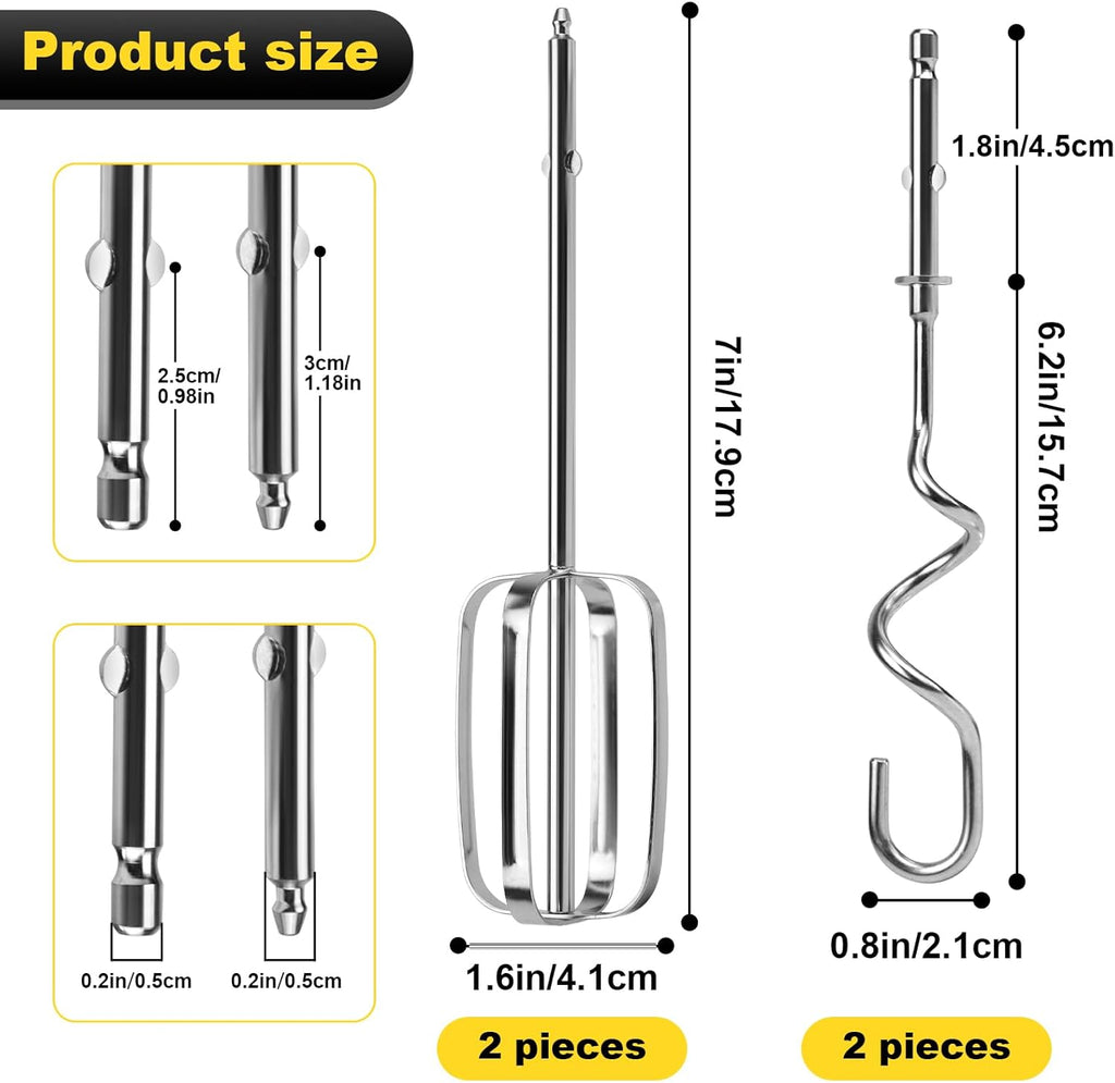 Hand Mixer Beaters Whisk & Dough Hooks (Pack of 4) E6366
