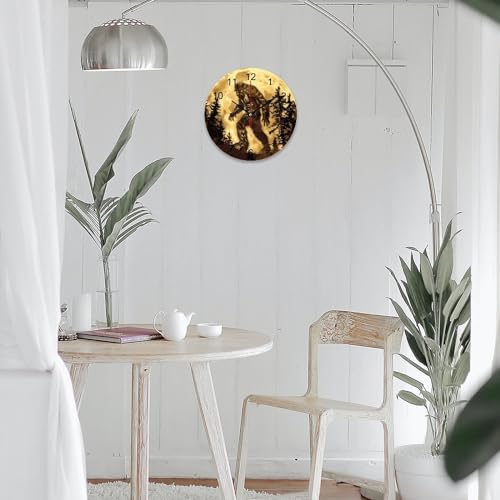 Golden Moon Wall Clock Silent Non-Ticking Round Wooden Clock Battery Operated 40*40cm P9009
