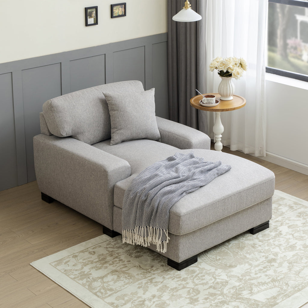 Gray Velvet Oversized Chaise Lounger Sleeper Sofa P467