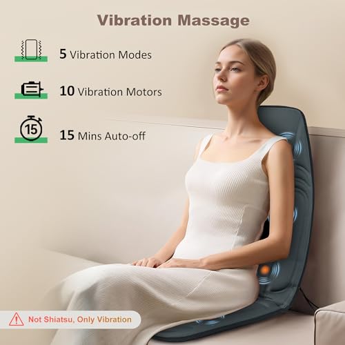 Vibration Back Massager with Heat, 10 Vibration Motors & 2 Heating Levels Q5671