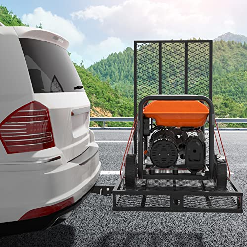 Heavy Duty Folding Hitch Cargo Carrier with Ramp, 500LBS Weight Capacity W63047