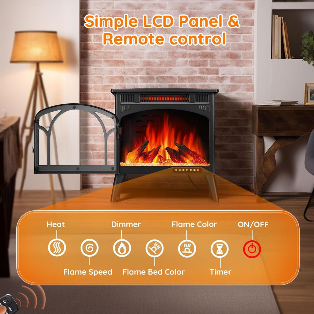 1500W Infrared Electric Fireplace Heater with 3D Flame Effect H271577