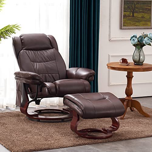 Grey Faux Leather Swivel Recliner with Ottoman I685803