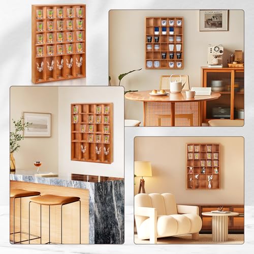 Black 2PCS Wood Shot Glass Display Case C5174