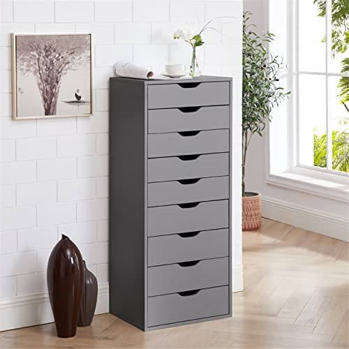 Black 9 Drawer Wood Dresser D840