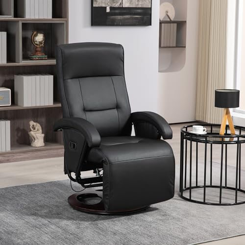 Gray Leather Swivel Recliner Chair with Adjustable Footrest T571915