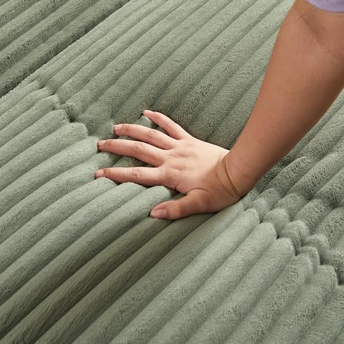 Oversized Corduroy Convertible Sleeper Sofa with Ottoman, Grey E741278