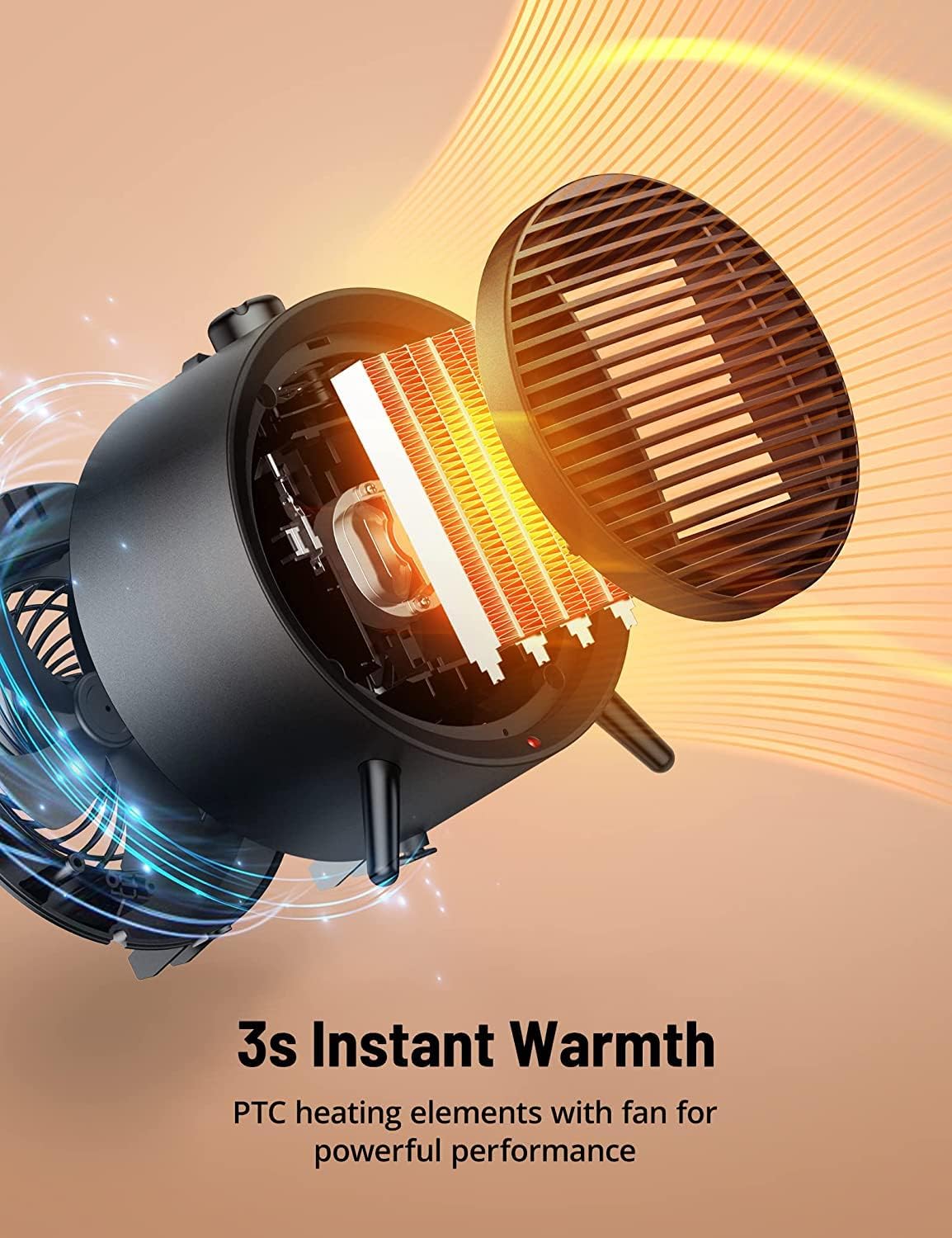 1500W PTC Ceramic Space Heater with Thermostat U300