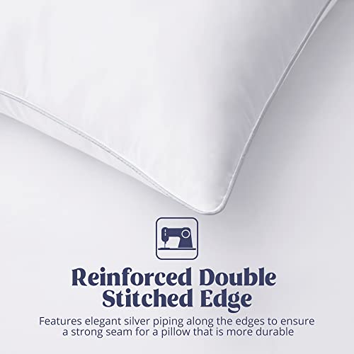 Set of 2 King Size Goose Feathers and Down White Pillows with Cotton Cover G9472