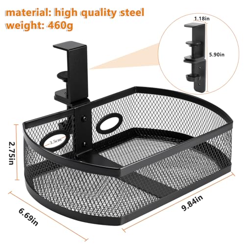 Square-Black Alloy Steel Under Desk Drawer Organizer E606
