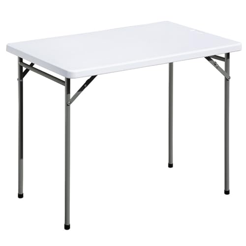 White 3ft Rectangular Plastic Folding Table D628265