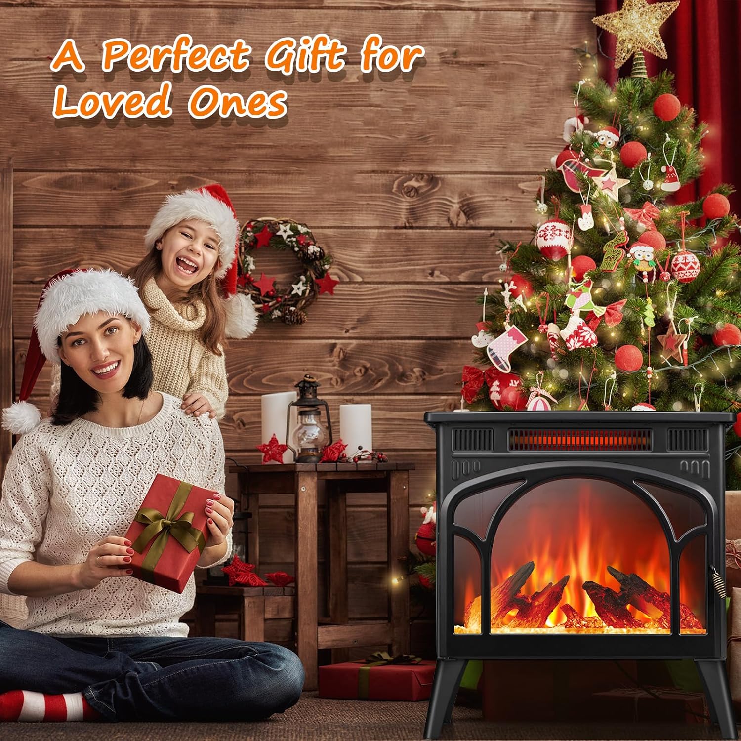 1500W Infrared Electric Fireplace Heater with 3D Flame Effect H271577