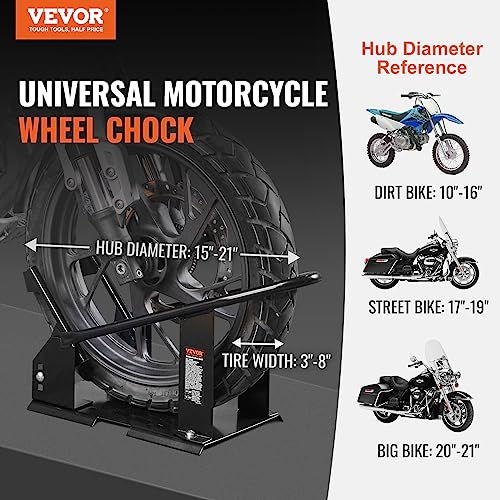 Heavy-Duty Steel Motorcycle Wheel Chock with 3 Adjustable Holes W63570