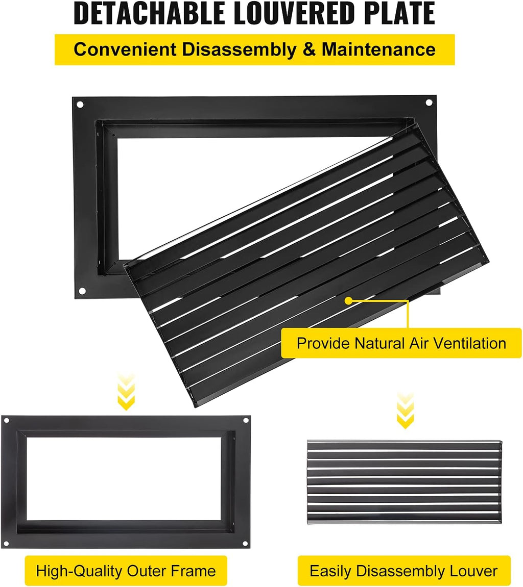 Black 8" x 16" Wall Mounted Flood Vent L92118